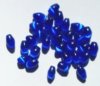 30 6x4mm Sapphire Fiber Optic Oval Beads